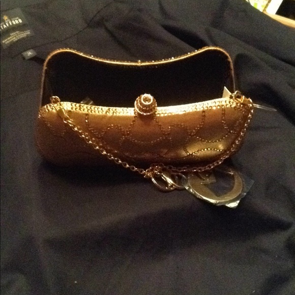 Mg Collection Gold / Rhinestone Clutch NWT - Picture 3 of 4